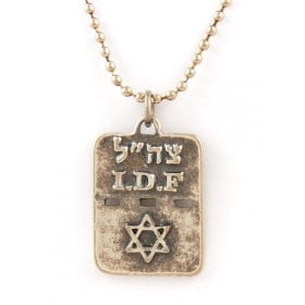 Israeli Army Metal Dog Tag Pendant, IDF initials and a Star of David