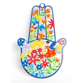 Tzuki Art Hand Painted Hamsa Hand Colorful Flowers