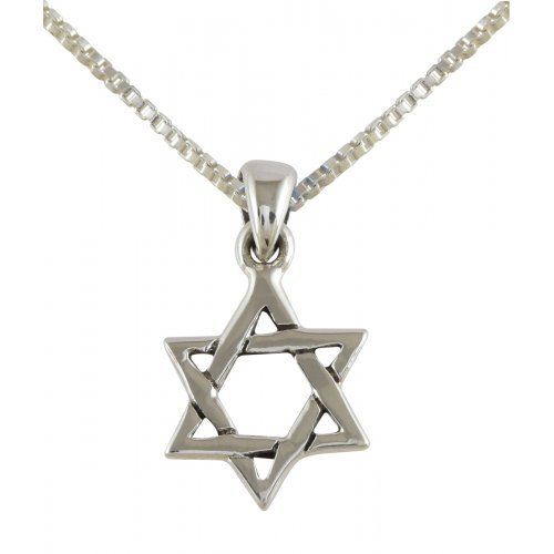 Sterling Silver Interlocking Triangles Star of David Pendant with Chain