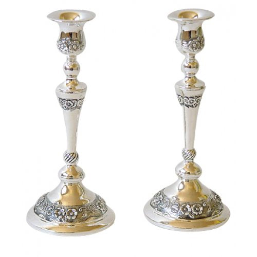 Floral design silver plated Candlesticks