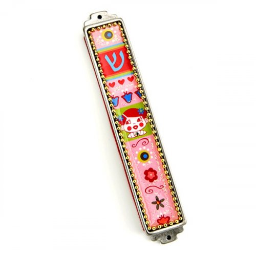 Iris Design Pink Mezuzah Case