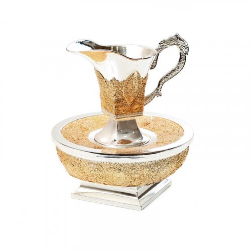 Mayim Achronim Hand Wash Cup Gold Colored Filigree design
