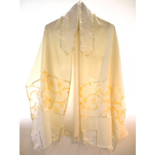 Sheer Tallit with a Touch of Gold by Galilee Silks