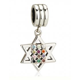 Silver Star of David & Hoshen Bracelet Charm By M Judaica Jewelry