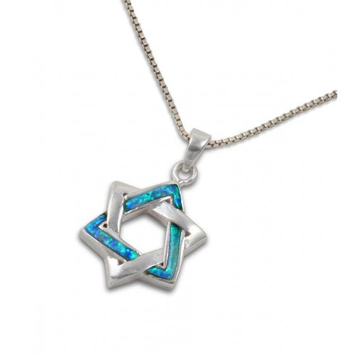 Sterling Silver and Opal Braided Star of David Pendant