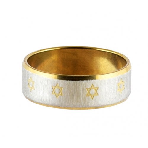 Stainless Steel Two Tone Ring with Exquisite Size Stars of David