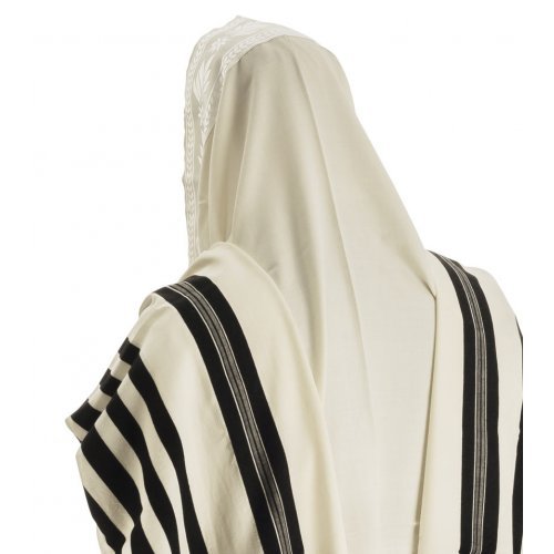 Talitnia Malchut Wool Non Slip Tallit Prayer Shawl - Black Stripes